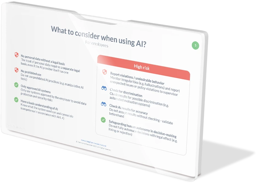 AI course sample page: rules for using AI in the company