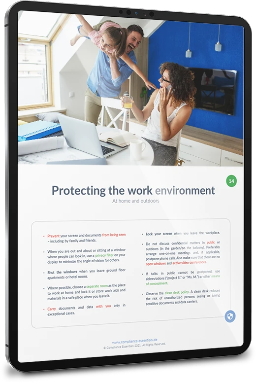 Sample pages of the mobile working training